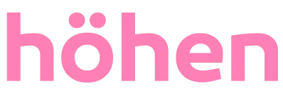 The official höhen logo featuring the brand name in a semi-bold Canaro typeface in Aurora Pink, highlighting the distinctive "ö" dieresis symbol.