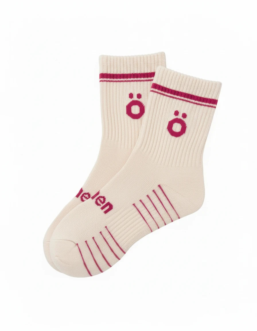 Pair of white höhen sports socks for women, technical design with support and comfortable fit for training